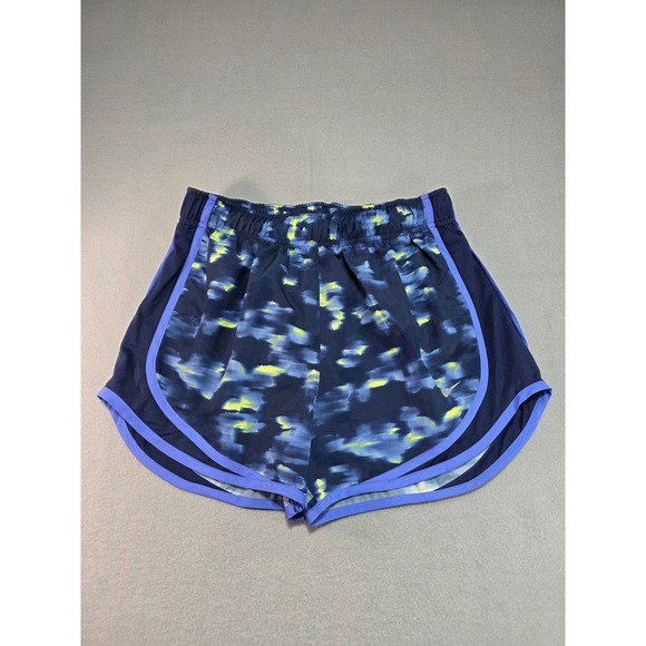Nike Pants - Nike Tempo Dri-FIT Running Shorts Navy Yellow Abstract Print Womens Small